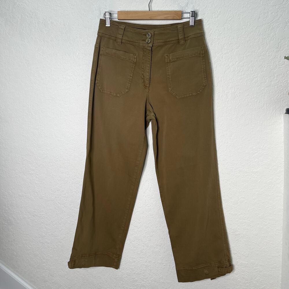 ME+EM Womens 6 Camel Utility Pants Cotton Stretch Patch Pocket Adjustable Hem